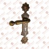 "Shalmaneser" Brass Door Handle with Plate (Keyhole Cutout)